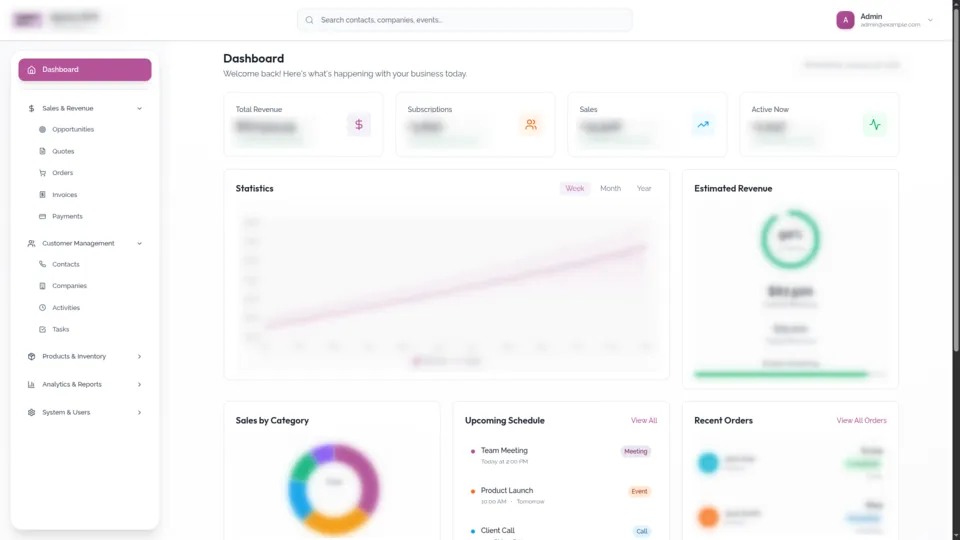 Anonymized event planning CRM interface