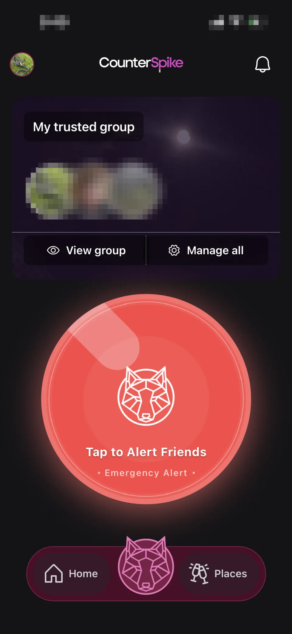 Anonymized group safety coordination mobile interface