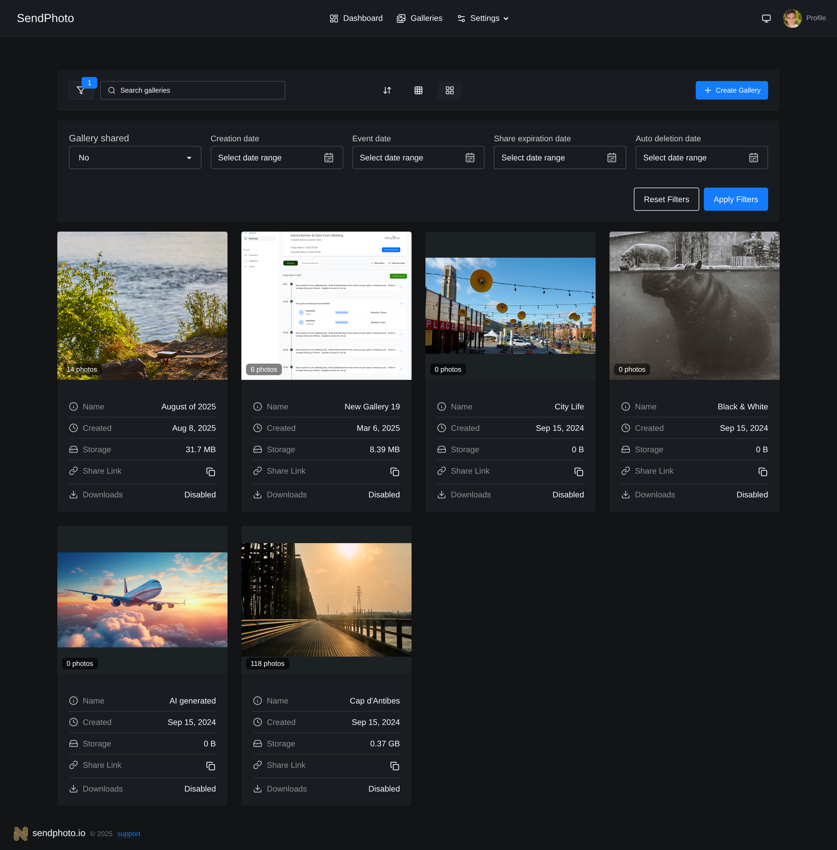 SendPhoto - Professional Photo Gallery & Client Delivery Platform